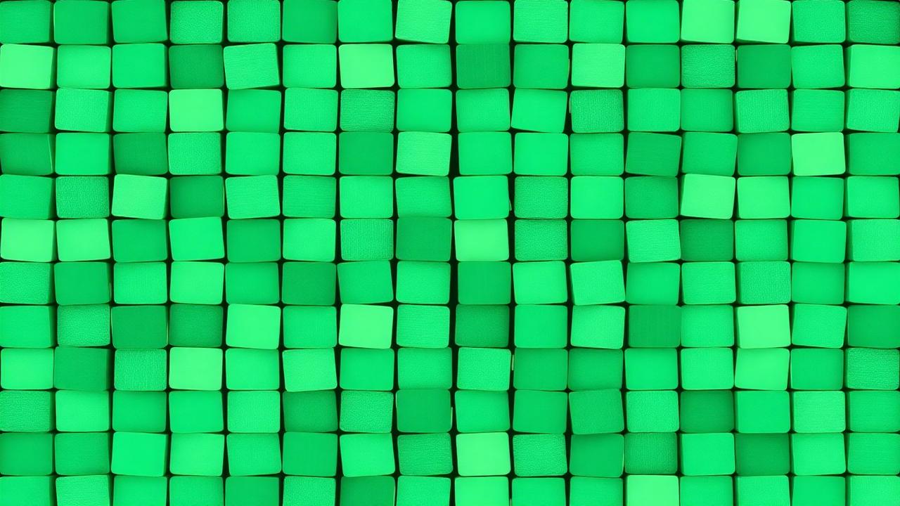 Grid of irregular squares in varying green intensities, some bright teal some dimmer, assessment patchwork