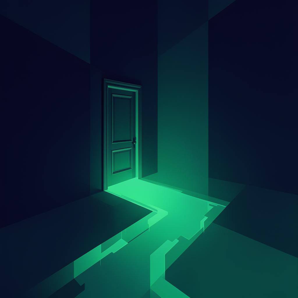 Fading trail of emerald particles diminishing into darkness, visit extinction visualization