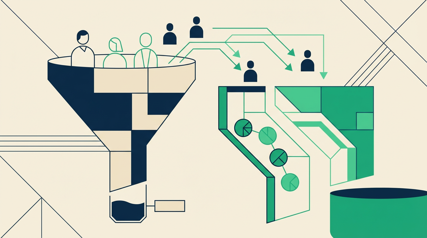 Illustration of B2B buyer traffic diverting from traditional search into AI tool pipelines.