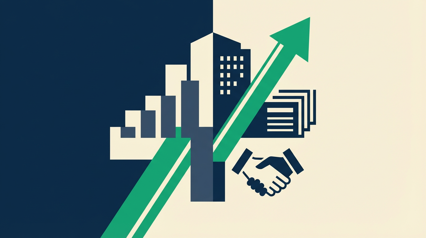 Illustration of rising business value through operating leverage and AI readiness.